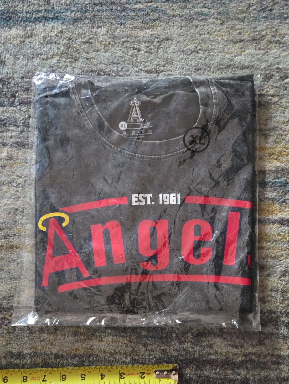 CA Angels MLB Graphic Vintage Look Shirt Tee Black with Red Logo XL